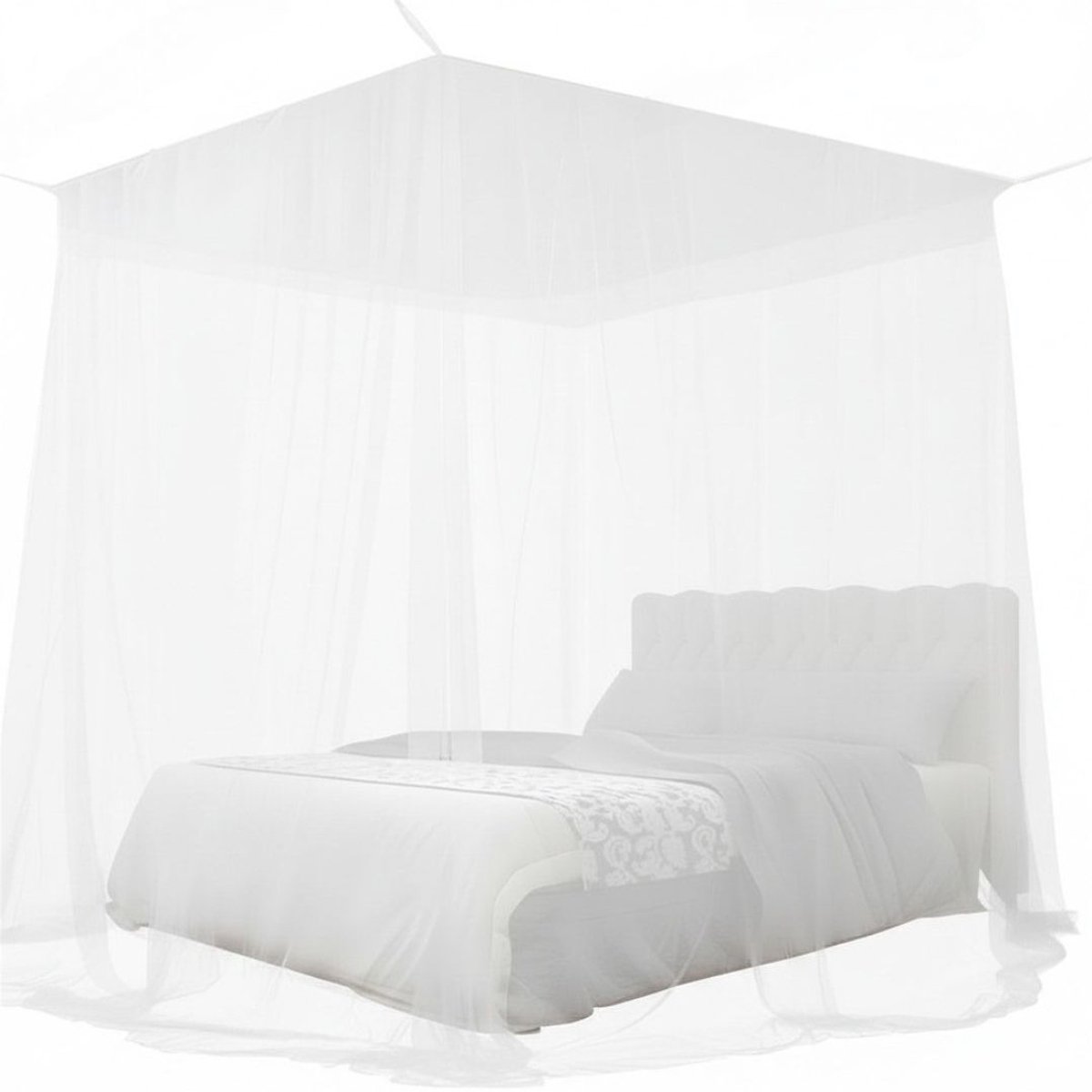KIRA® Klamboe - Universele Klamboe met Ophangkit - Fijnmazig Muggennet - Wit - 200cm x 220cm x 210cm
