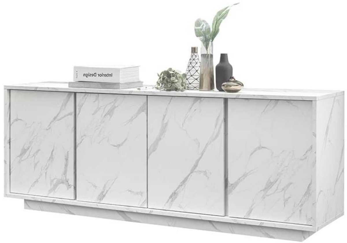 Solidchoice - Madia met 4 Vleugeldeuren en Centrale Plank in Marmeren Afwerking