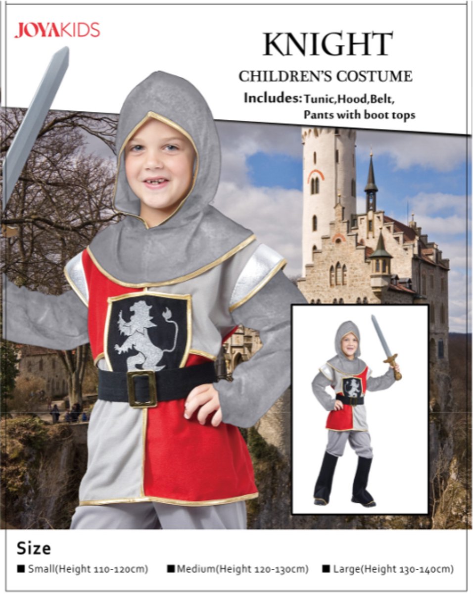 Joya Kids® Ridder Verkleedpak Kind | Carnavalskleding Kinderen | Middeleeuws Ridderkostuum Jongens | Kap, Broek & Laarscovers | Verkleedkleding Ridderfeest | Ridders Verkleedkleren | Musketiers Verkleed Kleding | | | Large — afbeelding 2