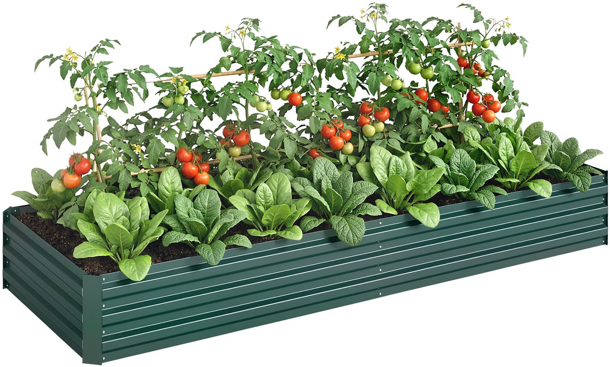 Outsunny tuinbed - Staal - 241x90,5x30cm - Groen