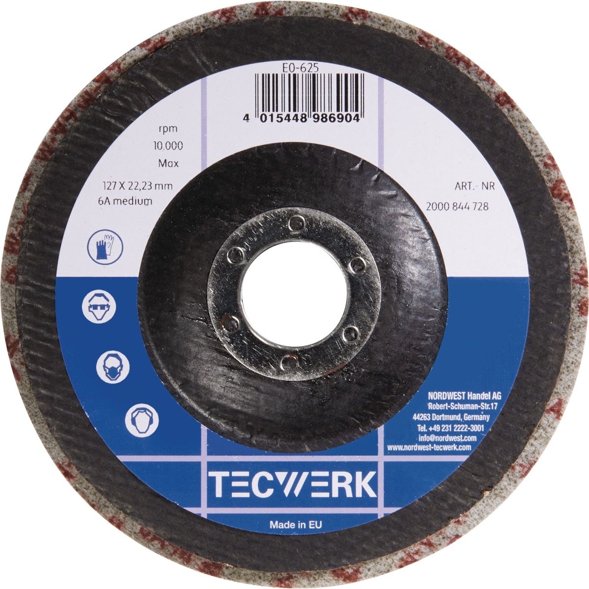 Vlies-Compactschijf BUF014 D.125mm Boring 22,23mm met glasvezelrug antr.TW