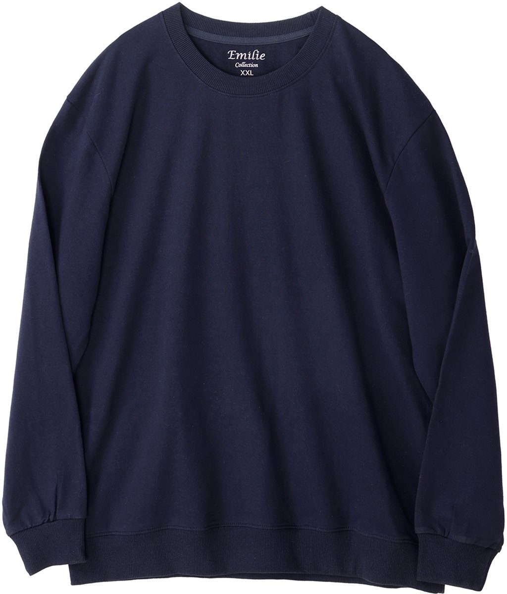 Emilie collection - sweater - marineblauw - basic trui - Ronde Hals – Lange Mouw - katoen