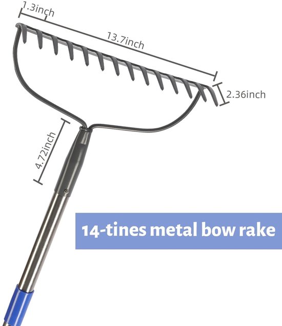 Solidchoice - Bow Rake met 14 Tanden - Tuingereedschap 180 cm van Solidchoice — afbeelding 3