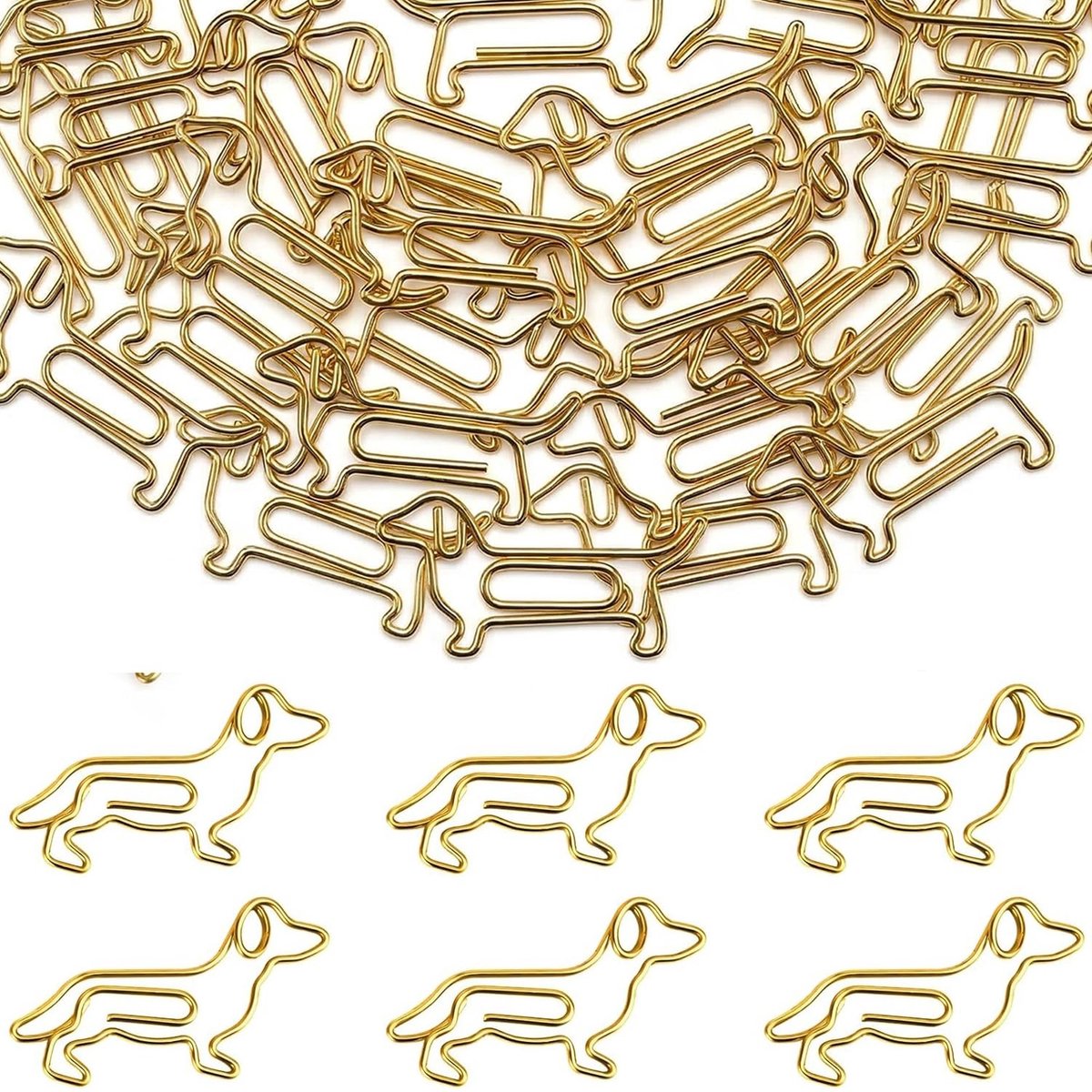 Solidchoice - Set van 50 Gouden Teckelvormige Paperclips