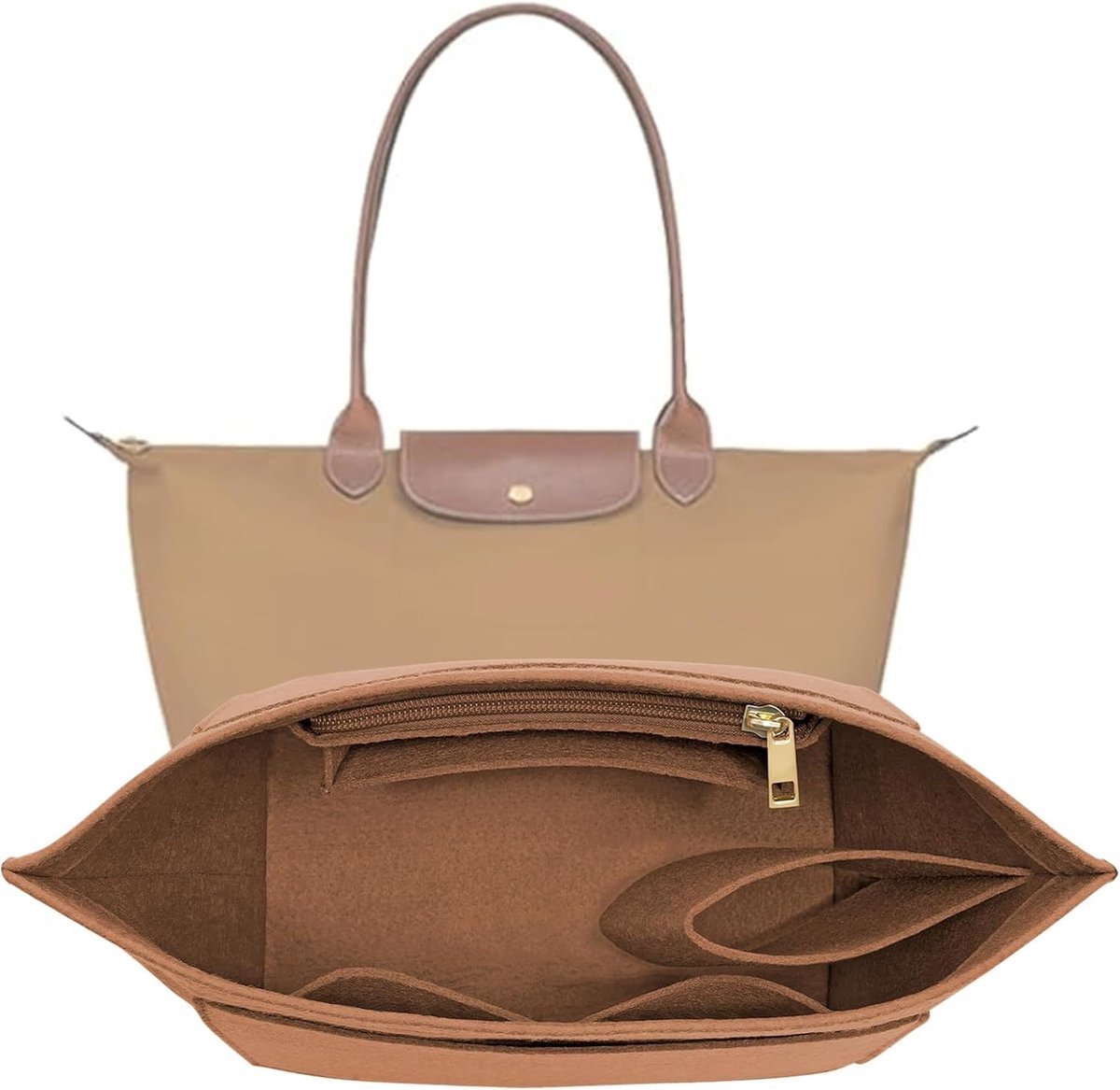 Casalora – Tas Organizer – Bag in Bag – 26cm – Bag Organizer – Handtas Organizer Met Meerdere Vakken – Geelbruin – M