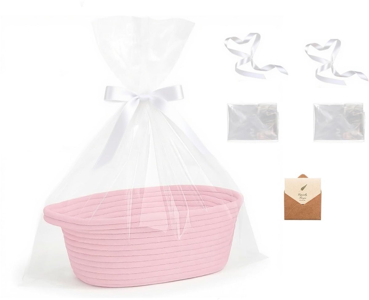 Solidchoice - Lege Gevlochten Mand met Geschenktassenset