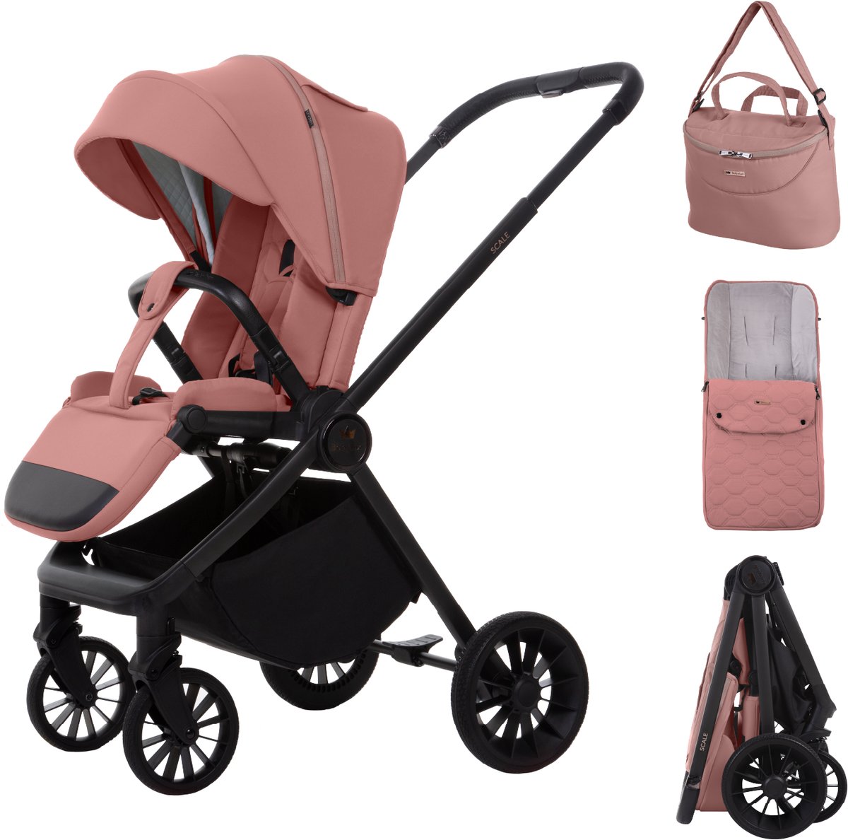 Babylux Buggy Kinderwagen SCALE Reisbuggy met Ligfunctie, Kleur: Eosin