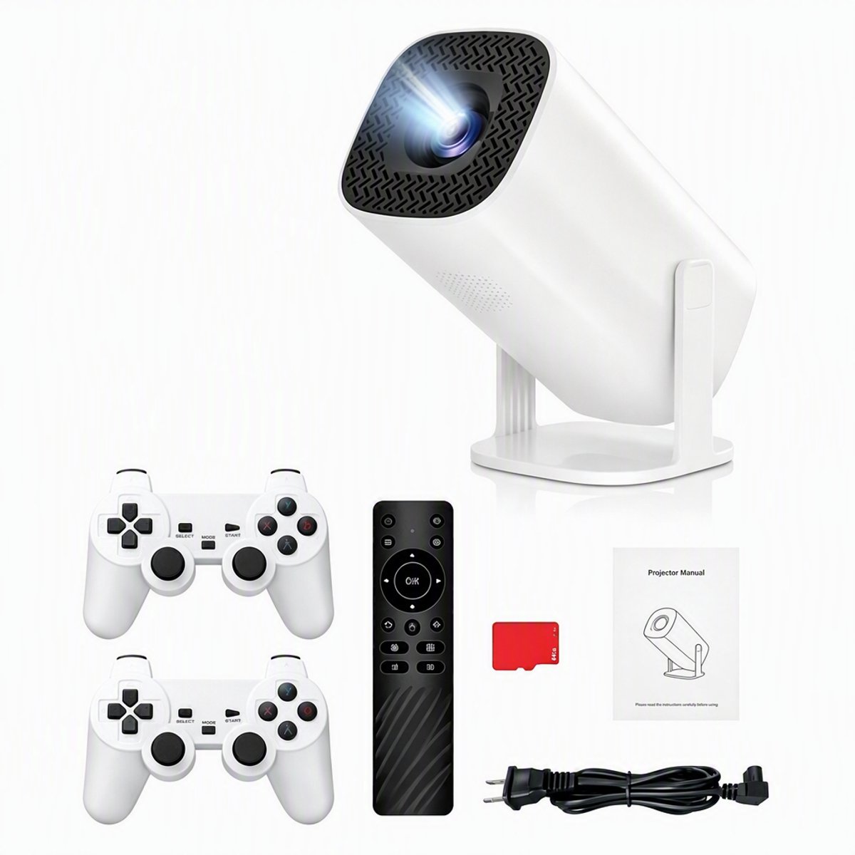 Loha party® Mini Beamer - Beamers - ingebouwde retro spelconsole - Voor iOS & Android - inclusief 2 draadloze gamecontrollers - Thuisbioscoop