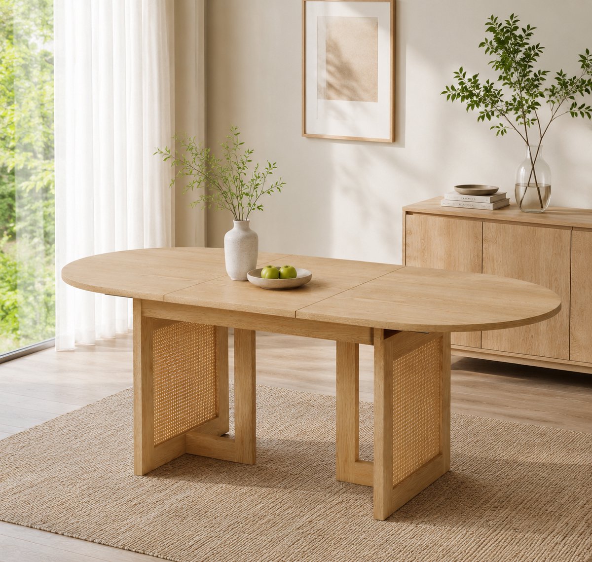 VVBV Eettafel 200x90x75 cm - Uitschuifbaar, Ruimtebesparend - Eiken, MDF