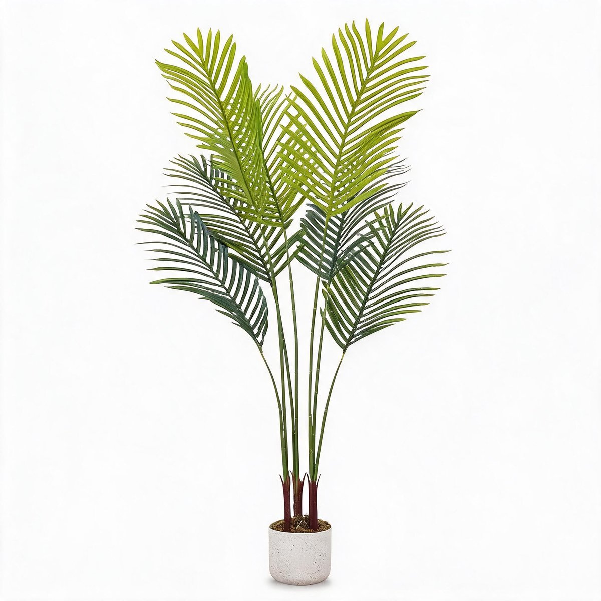 Triumpunpre - Kunst Areca Palm - 130cm, duurzaam PEVA, verstelbare bladeren met witte pot voor zakelijk gebruik
