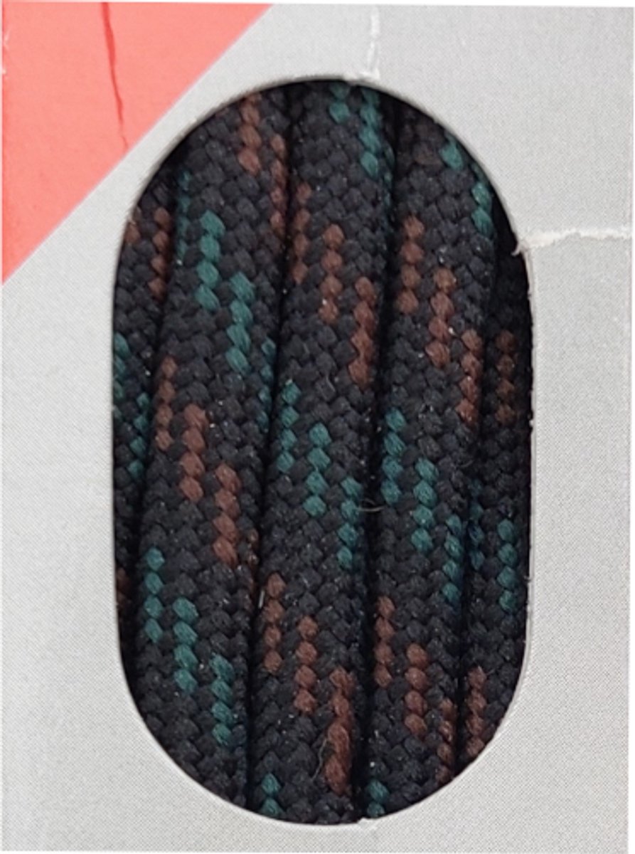 Bob Veter - Zwart/Bruin/Groen - Extra Dik Rond - Lengte 150 cm - Dikte 5 mm - Bergschoen - Wandelschoen - Schoenveter