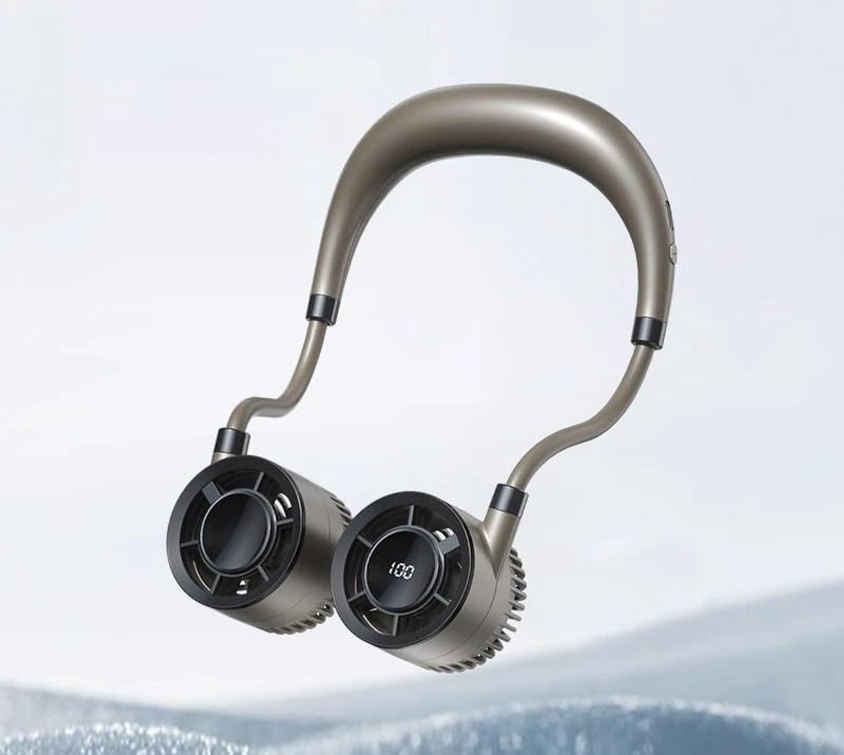 LISM-Draagbare, bladloze, stille nekventilator, USB-oplaadbaar, 1500mAh-batterij, 4 instelbare ventilatorsnelheden - bruin