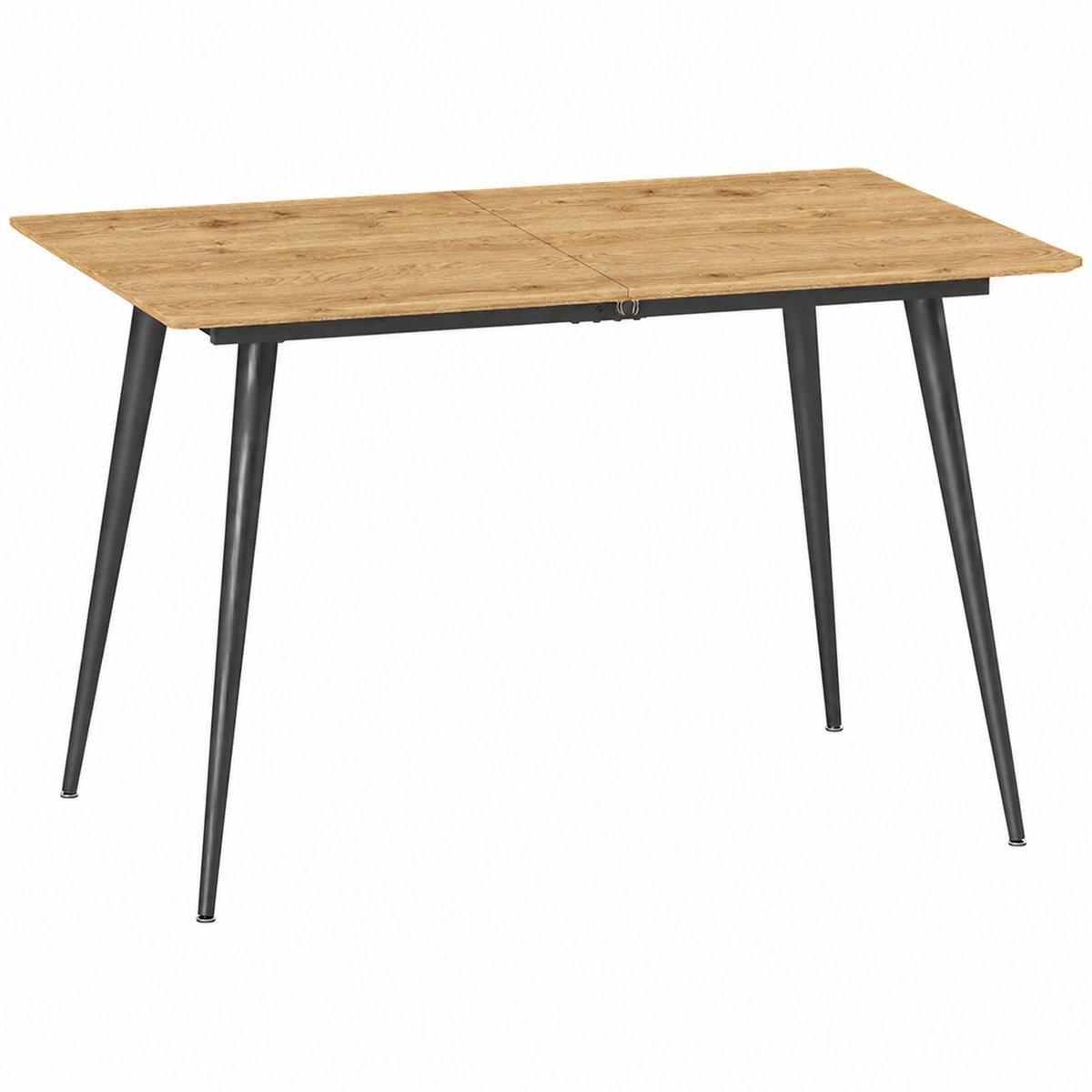 Sello! Uitschuifbare Eettafel 120–160 cm – 6–8 Personen – eetkamer – verstelbare dopjes – onderhoudsvriendelijk – zwart – naturel