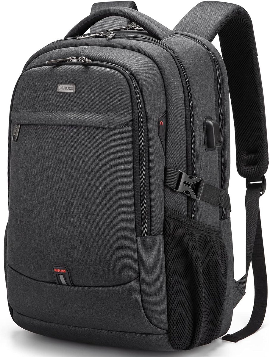 COVREO Laptoprugzak 47x33x20 cm zwart polyester, USB-poort en trolleyband