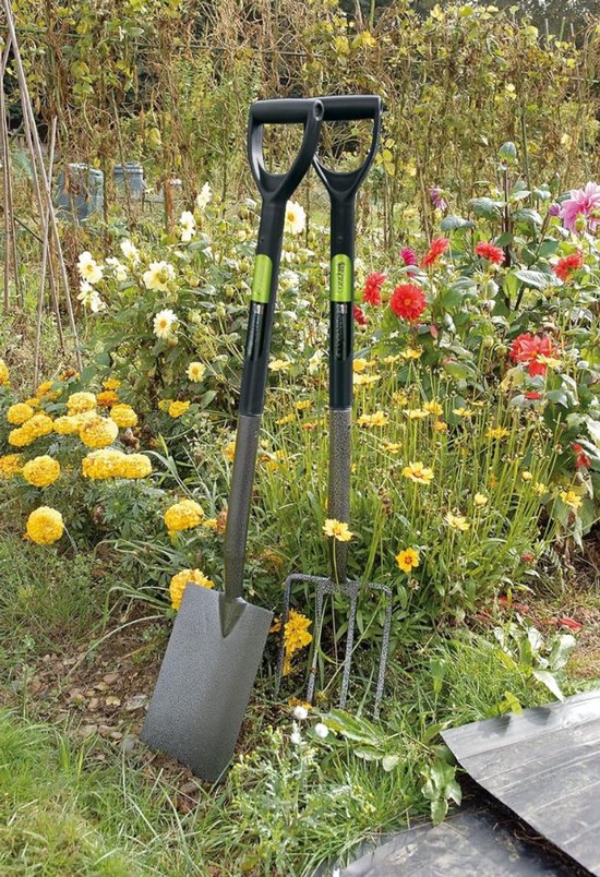 QUOVO® Woelvork - Tuinwoeler - Spitvork Met D-Greep - Grondwoeler Met 4 tanden - Tuinklauw - Bodembewerking - Groen/Zwart - 105cm x 21cm x 12cm van Quovo — afbeelding 2