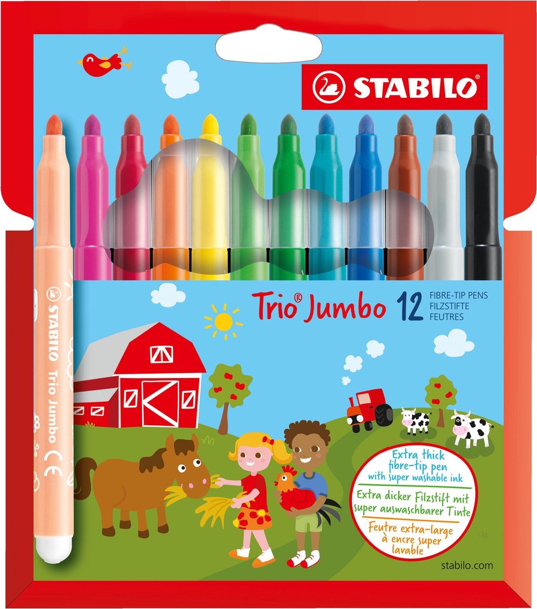 Stabilo - trio jumbo - XXL - 12 Viltstiften - 3 MM