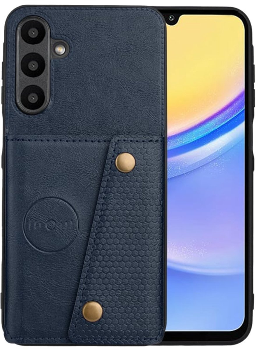 PU Bescherm-Hoes Cover met 4 Pas-vak geschikt voor Samsung Galaxy A16 - A17 - A26 - Blauw