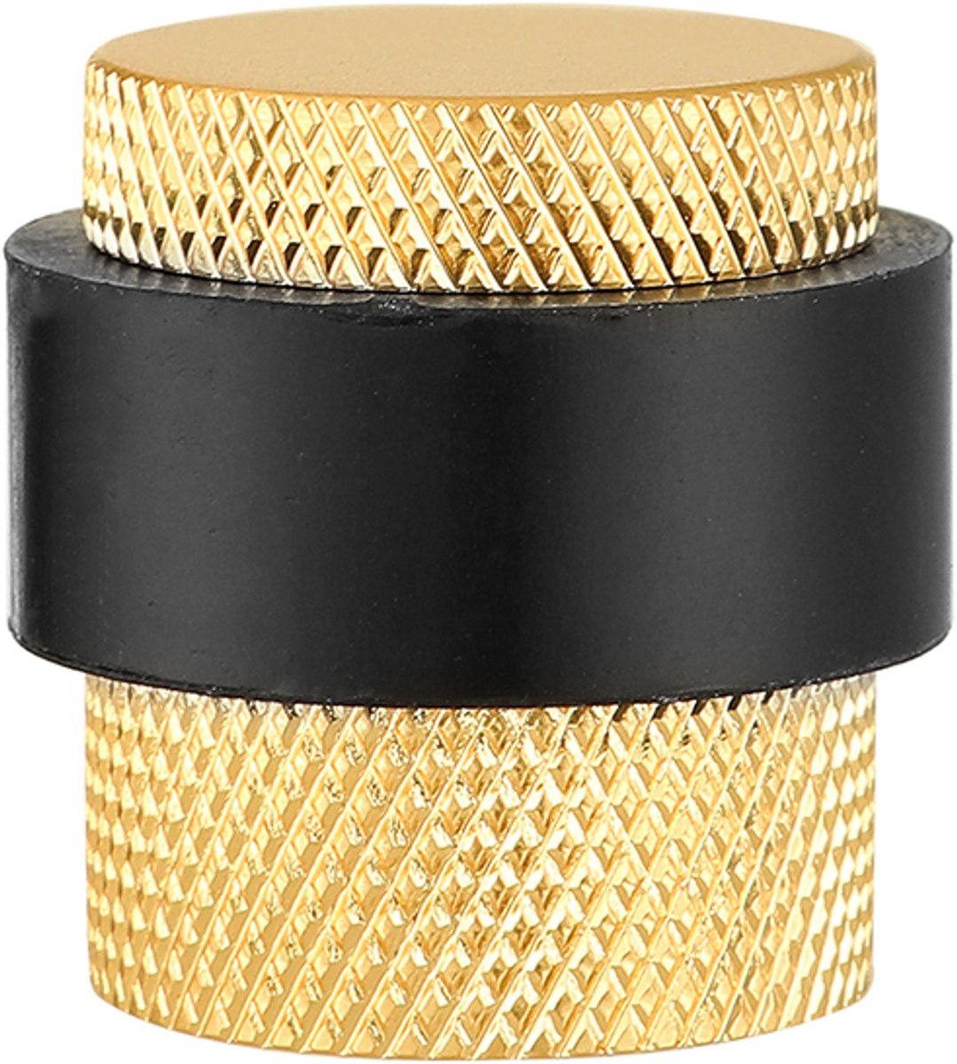 Deurstopper voor vloermontage geribbeld 25x30mm mat goud PVD gecoat