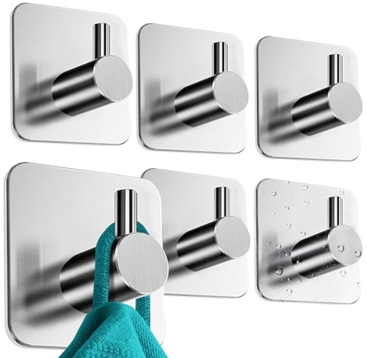 Okado Zelfklevende Handdoekhaken – RVS – Zilver – 6 Stuks