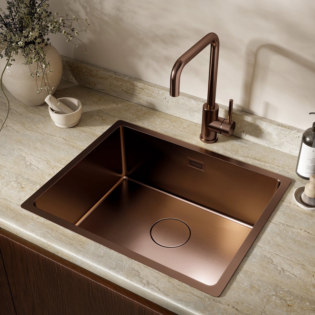 LOMAZOO Spoelbak Keuken Prime - 50 x 40 cm - Koper - RVS