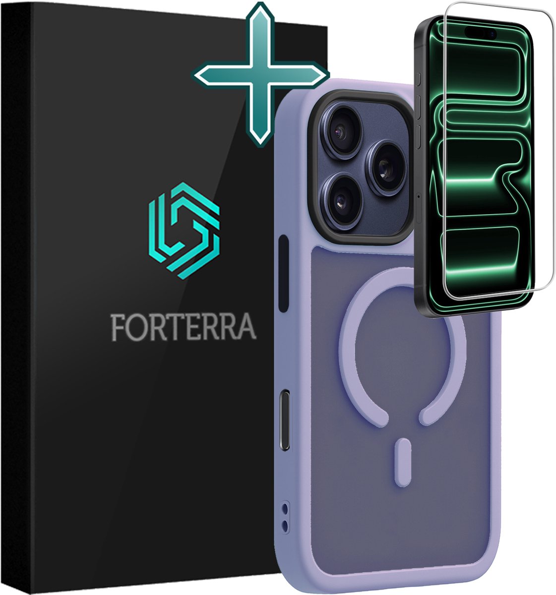 Hoesje Met Screenprotector - Geschikt voor Apple iPhone 18 Pro Max - Magsafe Compatible - Sterk & Shockproof - Shock Proof Case - Back Cover - Telefoon Hoes - Lila