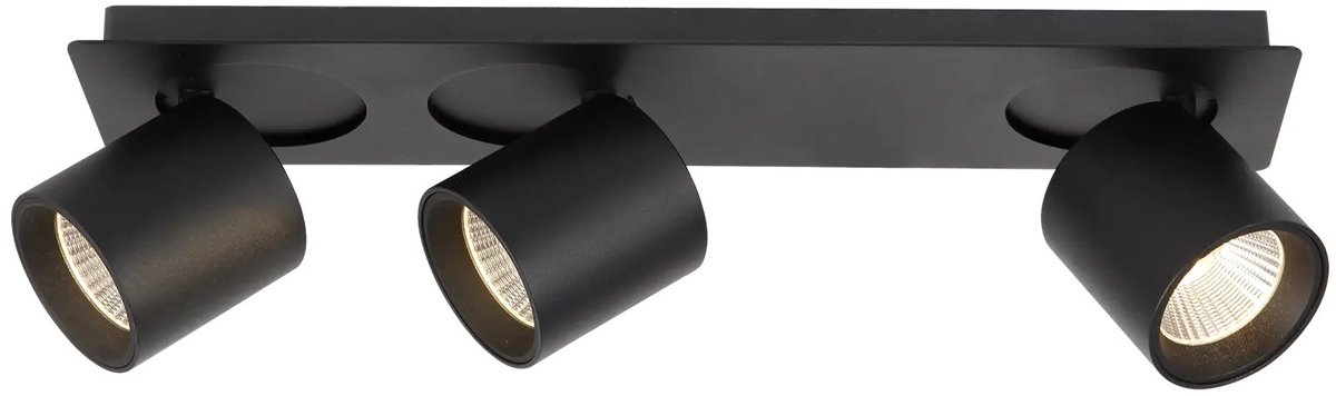 Fantasia Oyo LED-plafondspot in zwart met 3 lichtpunten, 2700K warm wit, energieklasse G