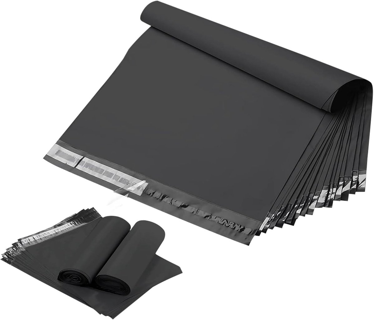Verzendzakken - Zwart - 381 x 483 mm - Waterdichte Kunststof - Voor Documenten en Gevoelige Producten