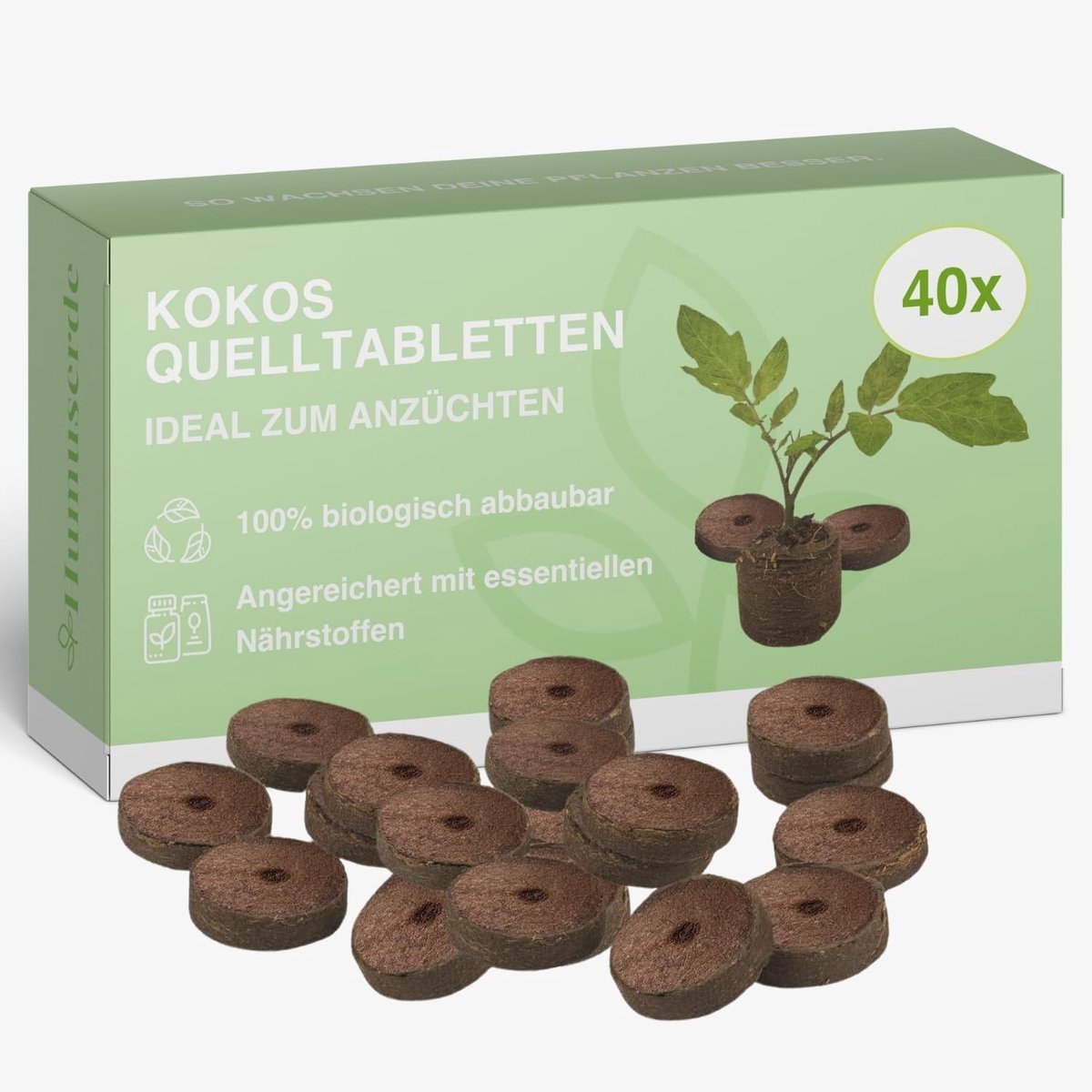 Kweektabletten - Naturel - 40 stuks - Geperste Kokosaarde zonder Turf - Voor het Zaaien van Planten