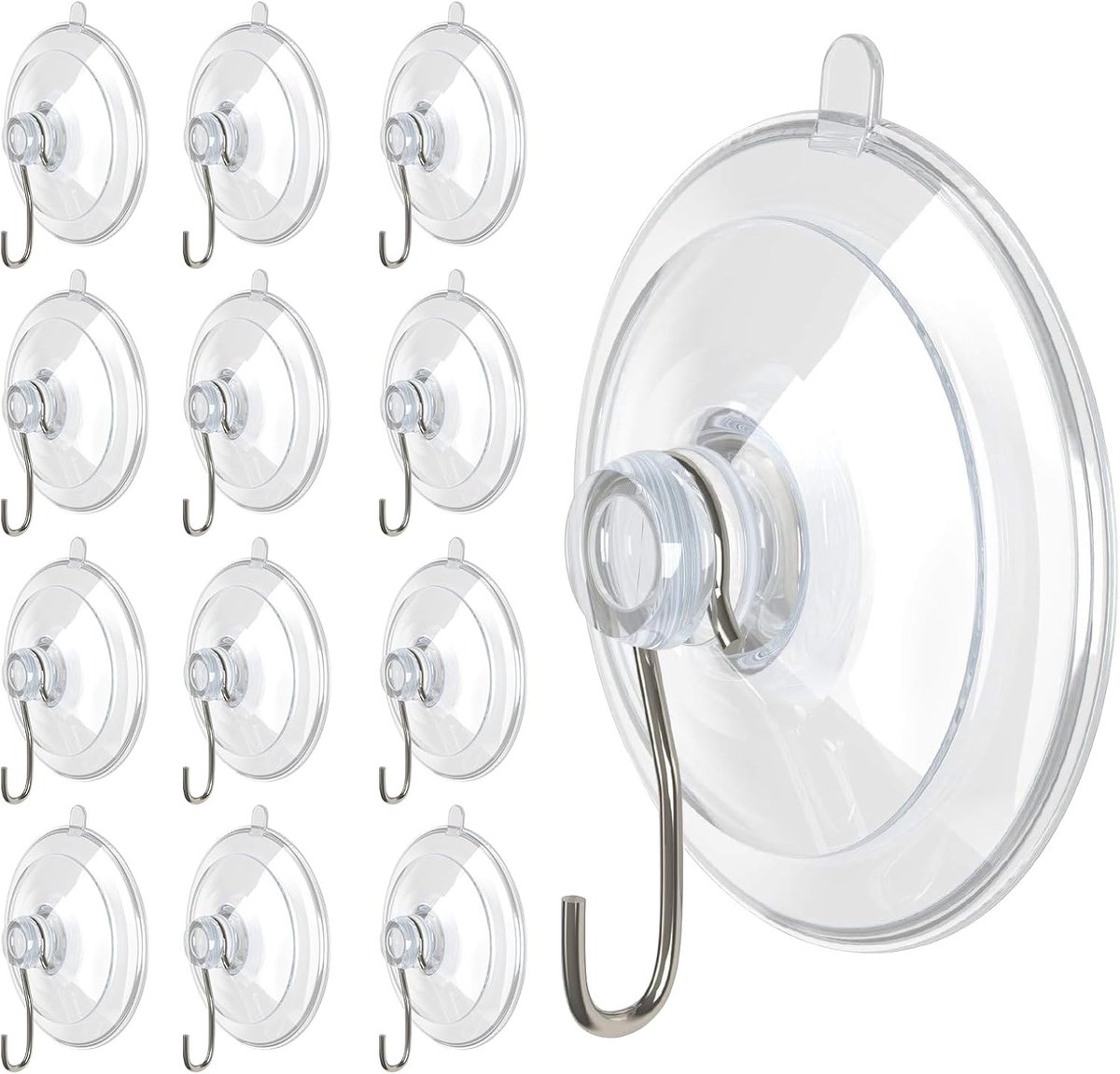 Zuignaphaken - Transparant - 45 mm - PVC met Roestvrij Stalen Haken - Voor Woonaccessoires