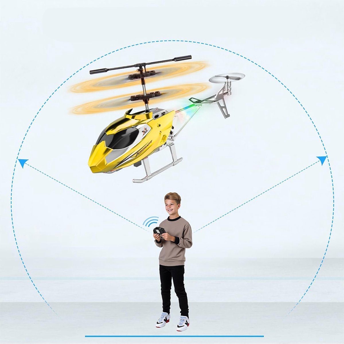 RC Vliegtuig - RC Helikopter - Afstandsbediening Helikopter Speelgoed - Binnen Mini Drone - met 3.5 Kanaal - 2,4GHz - 1 Druk Opstijgen & Hoogte Houden - LED Licht - Voor Beginners en Kinderen - Goud — cadeau in Spellen & Speelgoed - foto 5