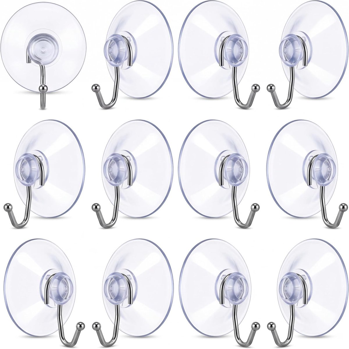 Zuignappen met Haken - Helder - Diameter 42 mm - Sterke Grip voor Diverse Oppervlakken - Voor Thuis en Camping