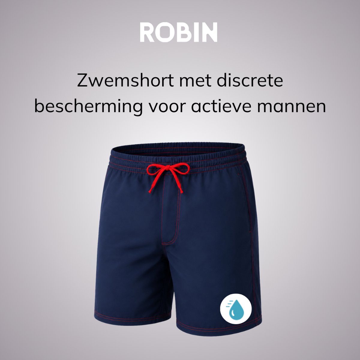 Robin Underwear Incontinentie Zwemshort Heren - Maat S - Marineblauw - Wasbare Zwembroek bij Urineverlies - Discreet en Lekvrij