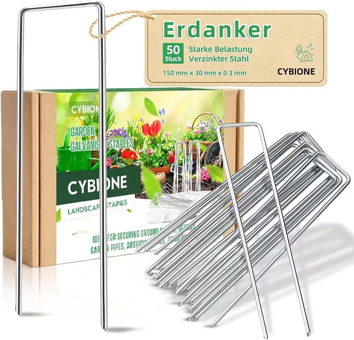 Grondankers - Zilver - 150 mm - Verzinkt Staal - Voor Tentbevestiging en Tuingebruik