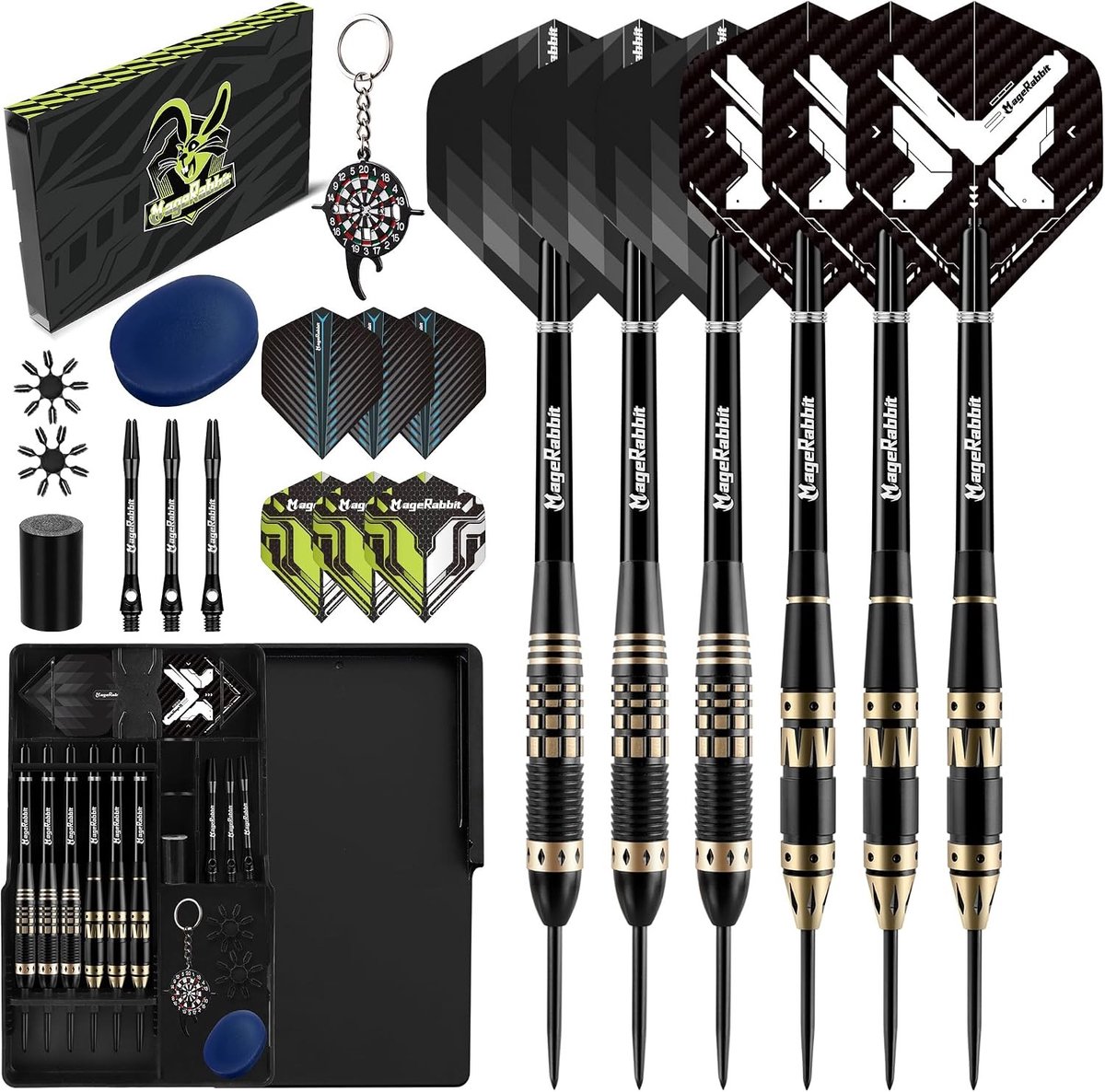 Dartpijlen Set - Metalen Punt - Professionele Dartpijlen met 9 Schachten en 12 Flights - Compleet voor Dartspelers