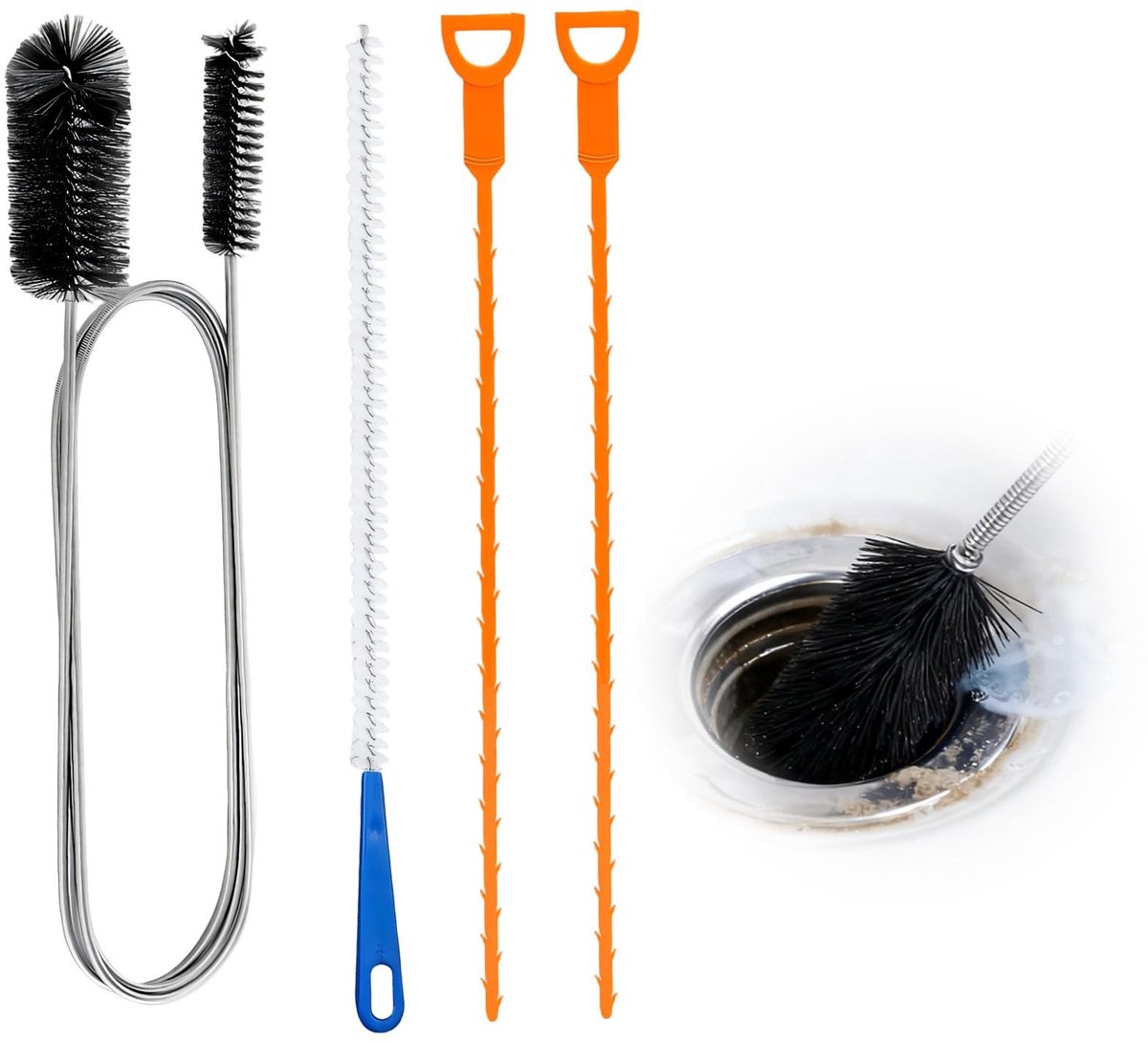Solidchoice - Set van 4 Ontstopper Brushes voor Afvoerreiniging