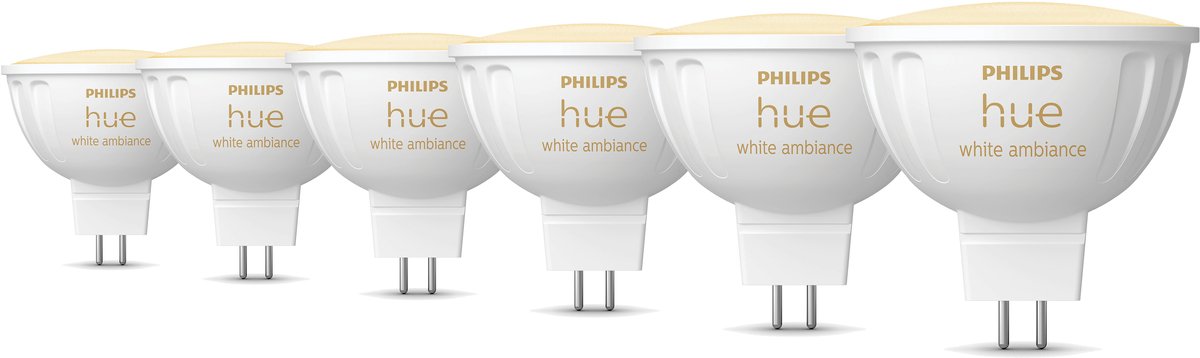 Philips Hue Voordeelverpakking - GU5.3 - met 6 Spotjes (MR16) - 12V - Warm tot Koelwit Licht - Hue White Ambiance