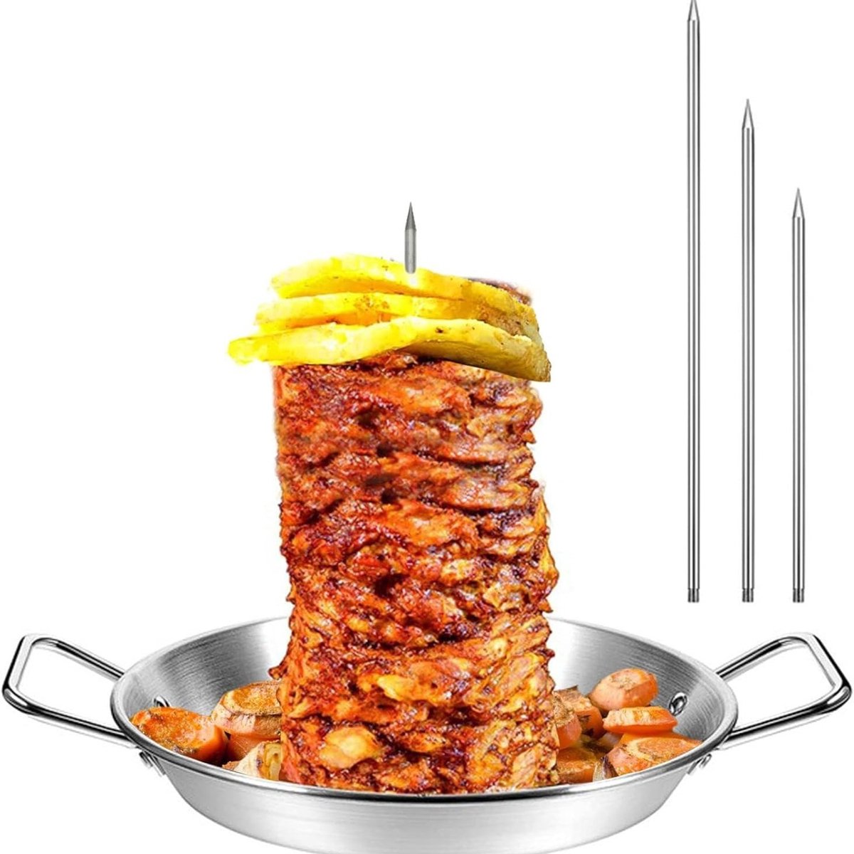 Barbecue Grill - Barbecue Grillrek Set - Verticale barbecuegrill -Barbecue Spiezen - Voor het grillen van burritospiesjes en Braziliaanse kipspiesjes - 20 cm, 25 cm en 30 cm