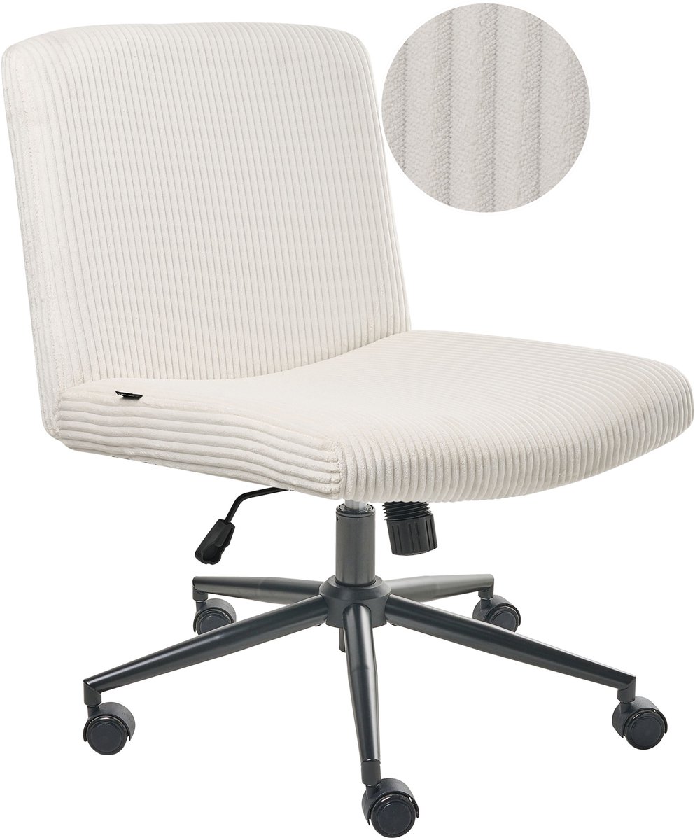 GEDDES - Bureaustoel - Wit - Corduroy