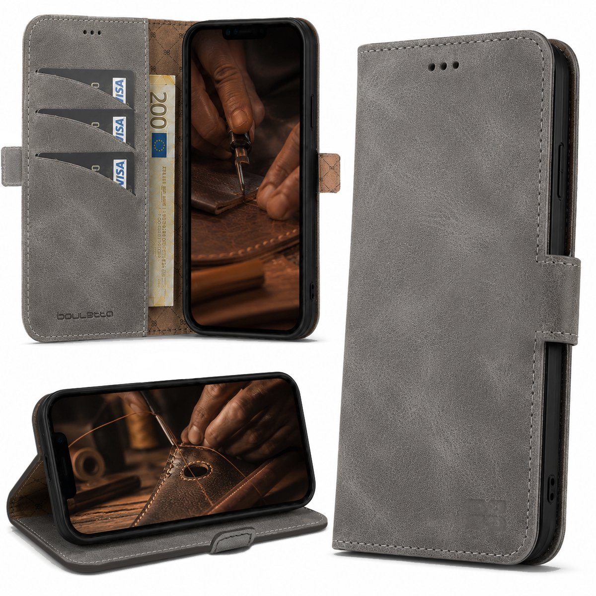 Bouletta geschikt voor Samsung Galaxy S20 leder BookCase hoesje - Marble Grey