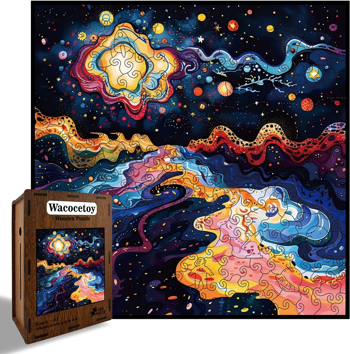 Casalora Houten Puzzel voor Volwassenen 280 Stukjes – Kunstwerk – Unieke Vorm Puzzel