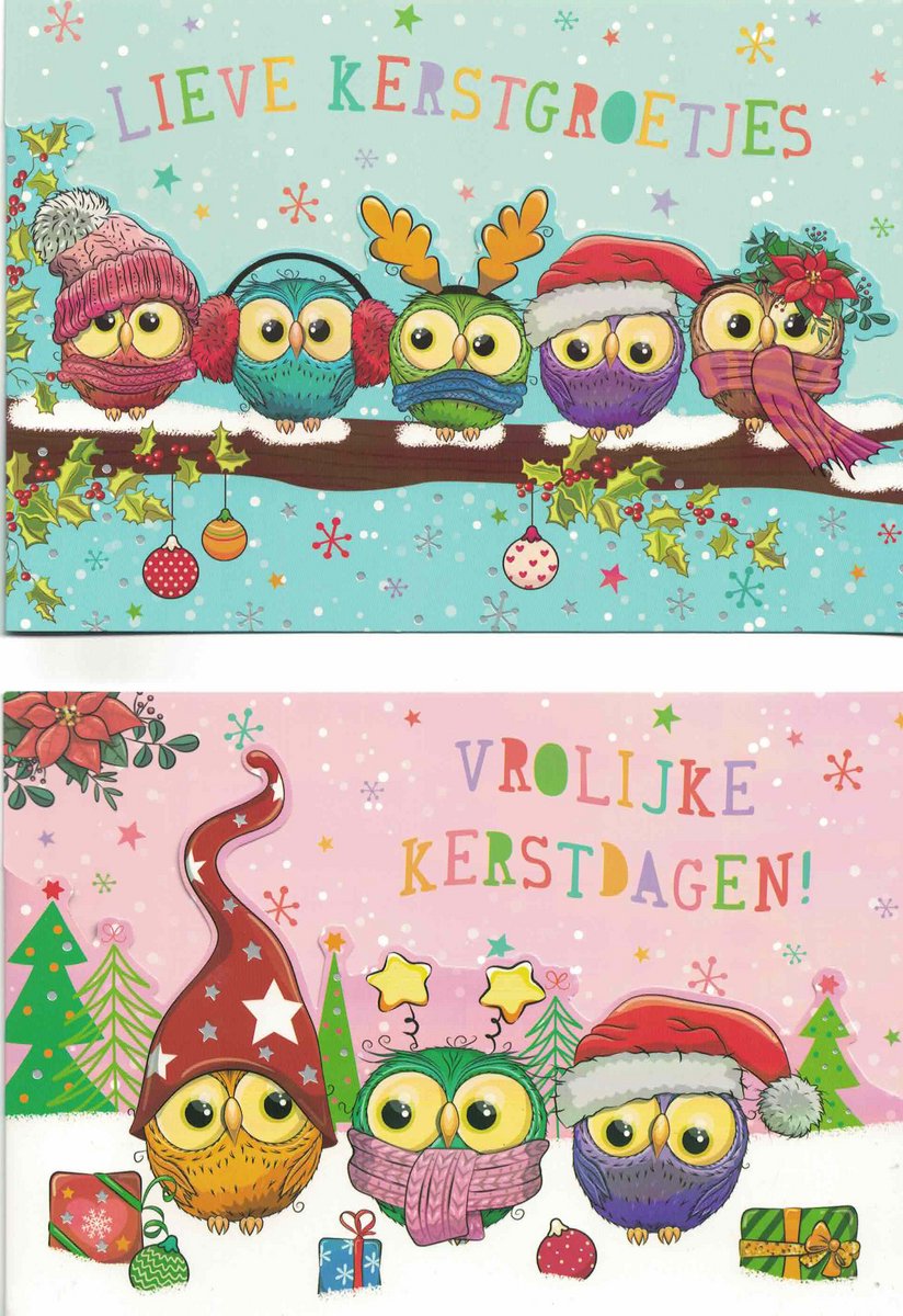 Wenskaarten - kerstkaart - set van 8 - 8 luxe kerstkaarten - 2 x 4 luxe kerstkaarten met envelop