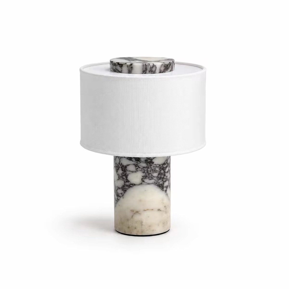 Samstyle - Luxe Tafellamp Marmer - Violetta - Stoffen Lampenkap - Moderne Design Lamp Marmer - Sfeerlamp - Oplaadbaar - Dimbaar