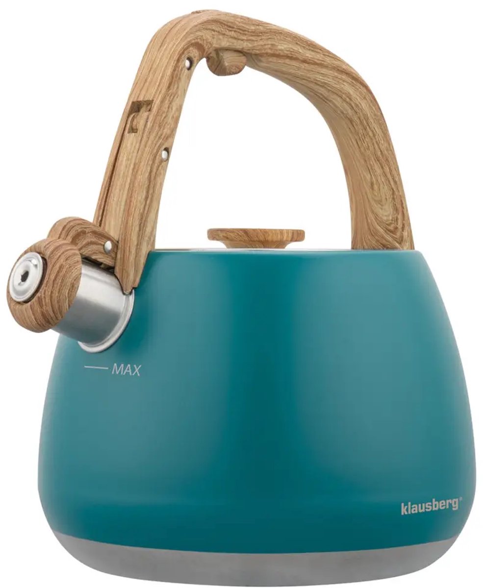 Klausberg 9040 - Fluitketel met fluit - 2.5 liter - RVS - blauw