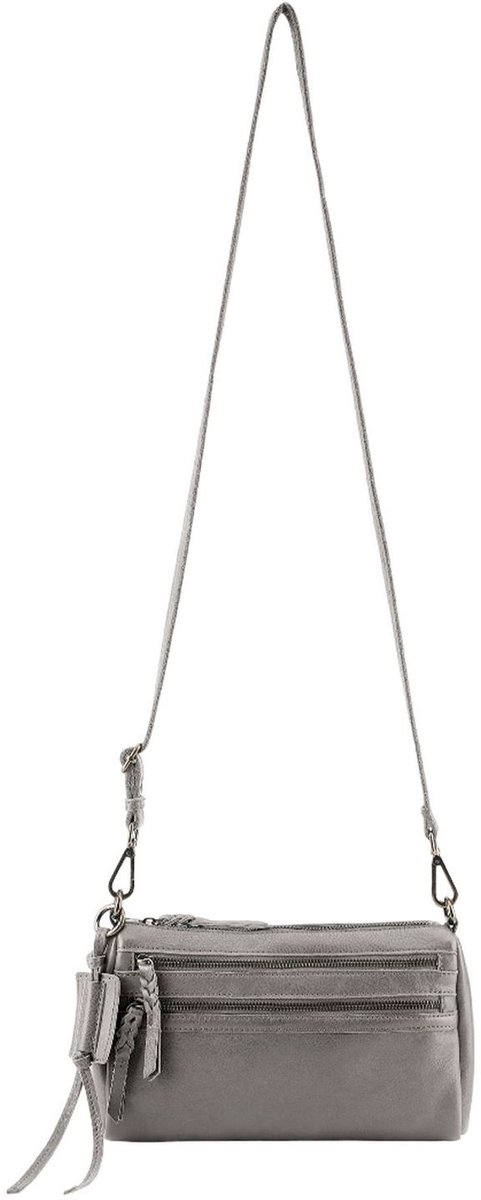 FREDsBRUDER Leren schoudertas My Forever Friend Zipper-Crossbag Grey grijs
