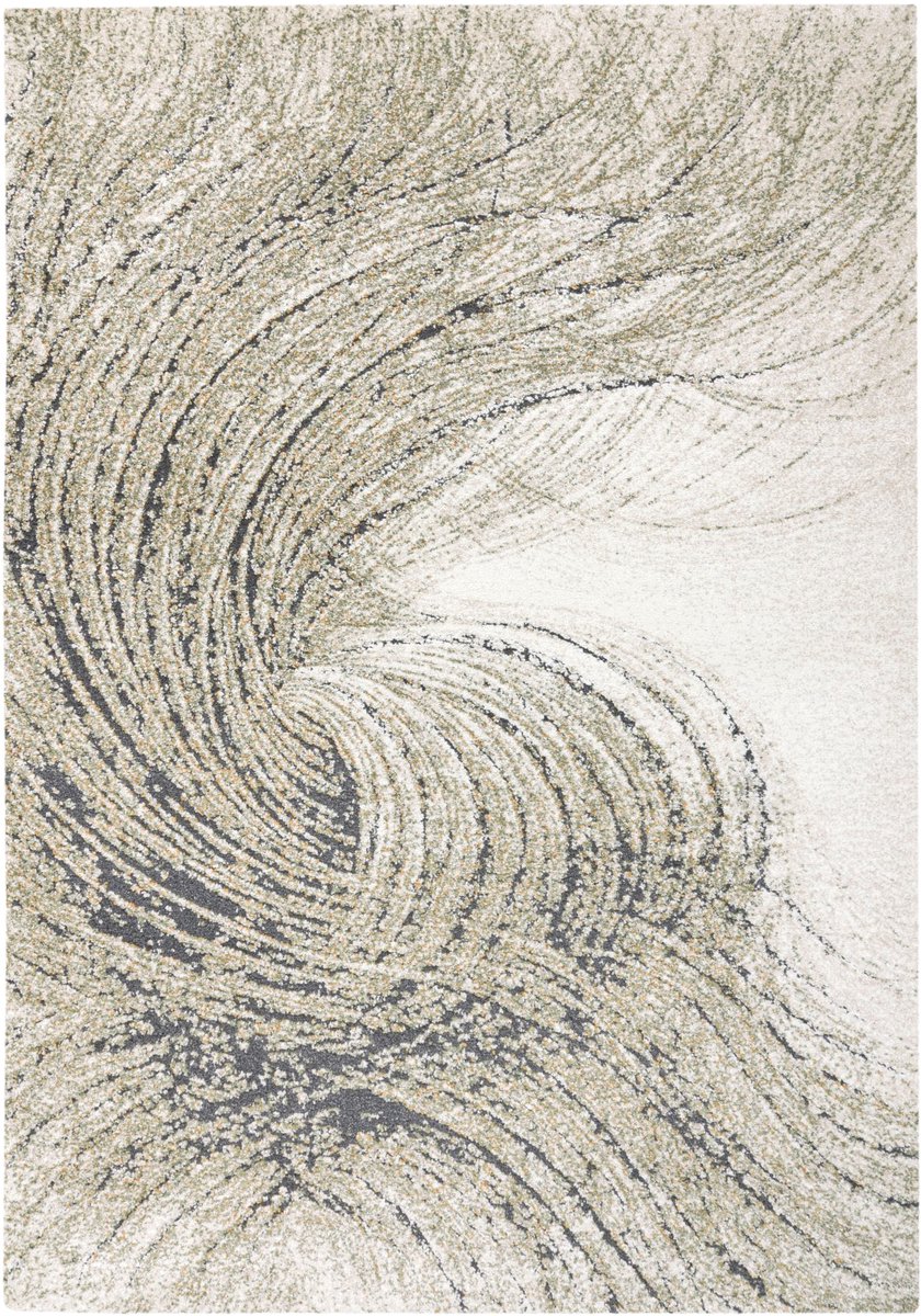 Padiro laagpolig vloerkleed 80 x 150 cm - groen - modern abstract design - geschikt voor vloerverwarming - van polypropyleen en polyester