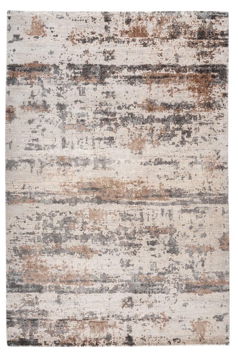 Padiro laagpolig vloerkleed 80 x 150 cm - taupe - modern abstract design - geschikt voor vloerverwarming - van bamboezijde en acryl