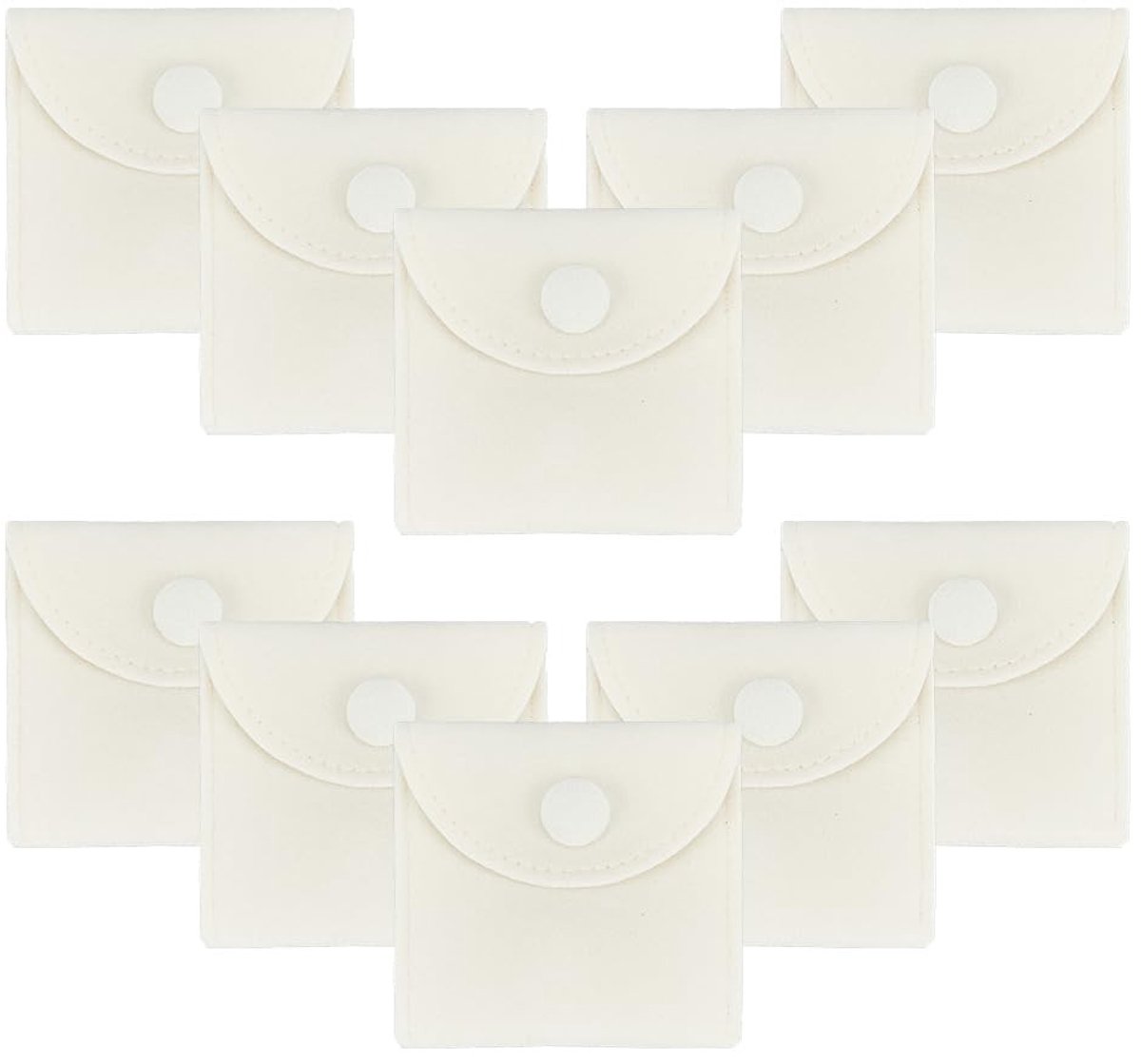 Solidchoice - Set van 10 Beige Fluwelen Sieradenzakjes met Drukknop