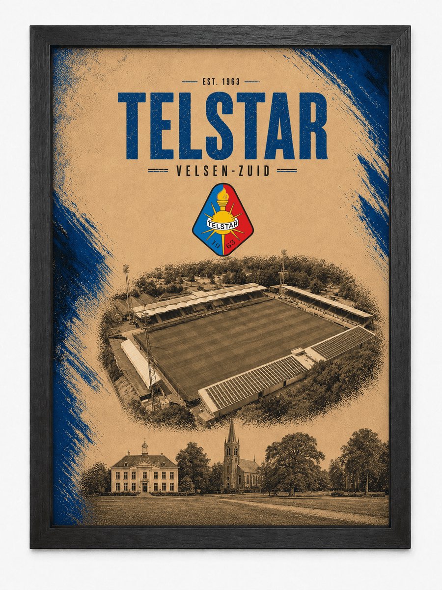 Telstar Poster | Velsen-Zuid Voetbalposter | Inclusief Zwarte A4 Lijst