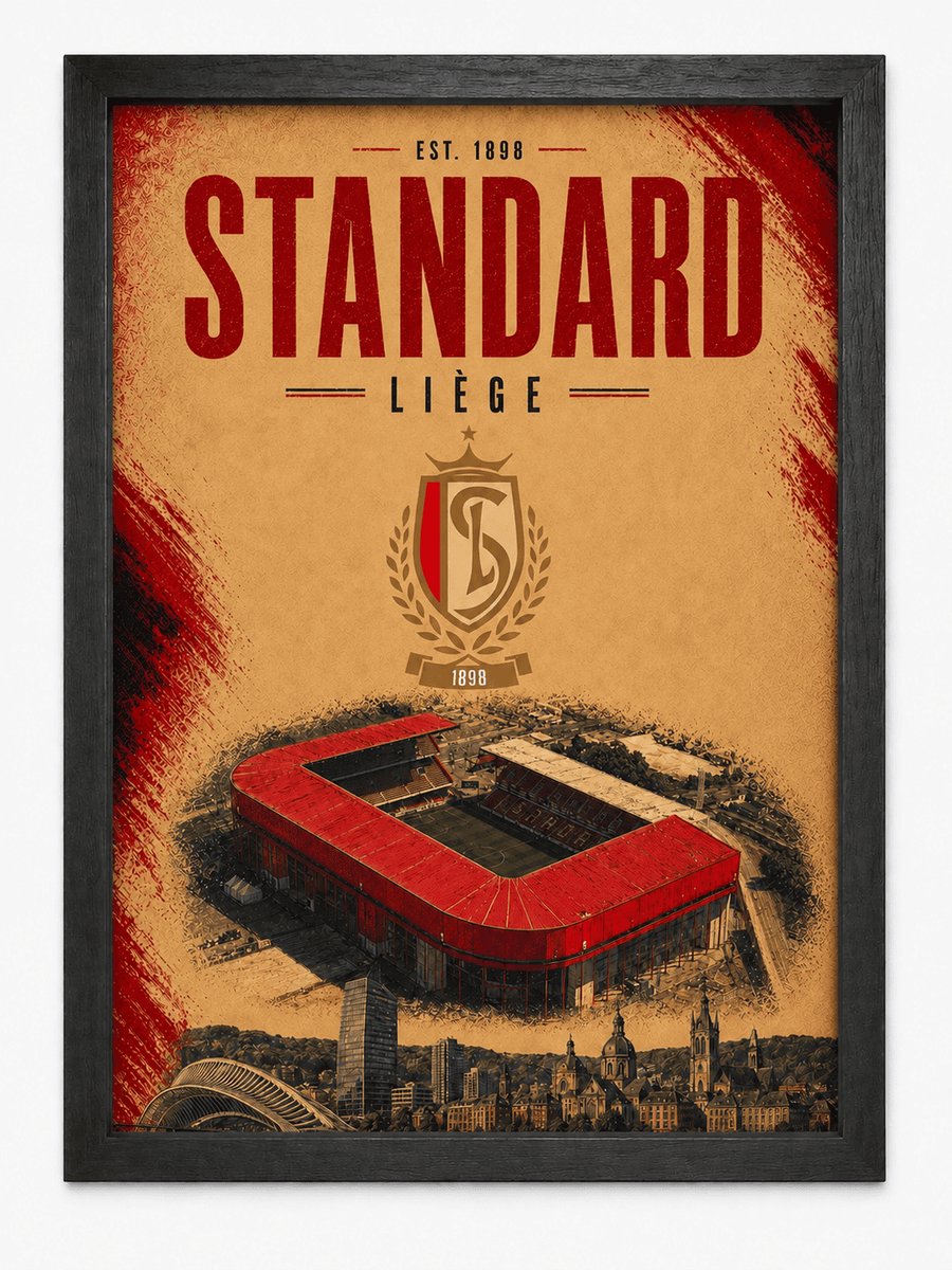 Standard Luik Poster | Standard Liège Voetbalposter | Inclusief Zwarte A4 Lijst | Inclusief zwarte A4 lijst