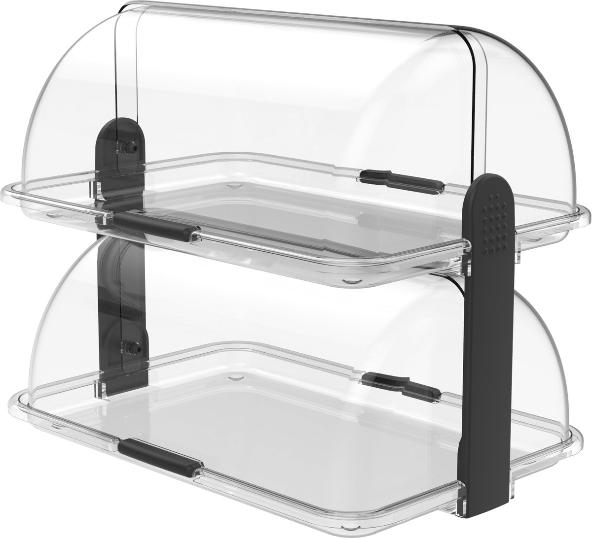 Biesse L179-00 Polybox – Dubbele Buffetvitrine – Vitrine – 2-Laags Multifunctionele Kaas- en Brooddoos – 47 x 32 x 42cm - Kunststof – Transparante bodem